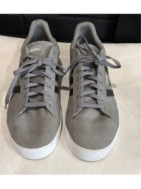adidas Men's Gray Low-Top Sneakers with Black Stripes